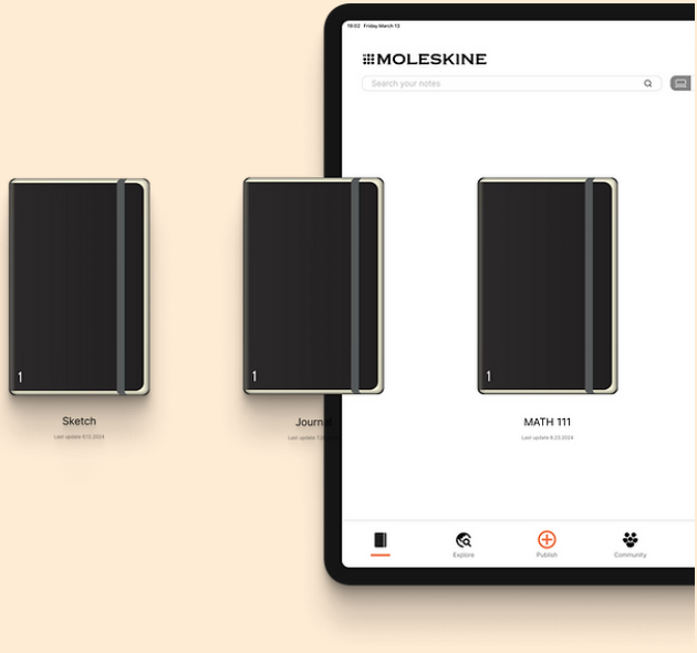 Moleskine app on a tablet