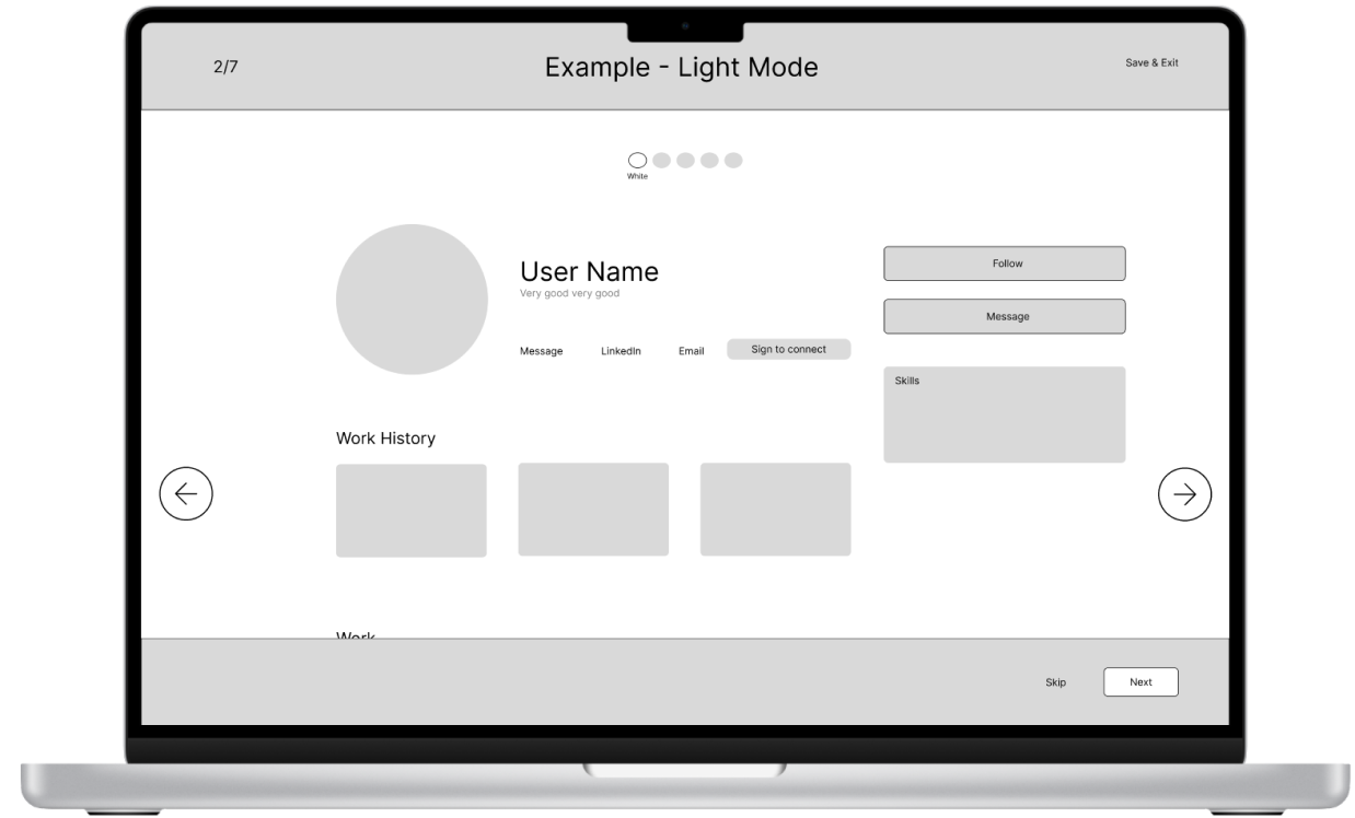 Example portfolio, light mode